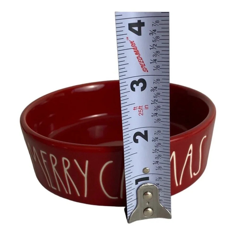 Rae Dunn Red White Letters MERRY CATMAS Kitty CAT BOWL Ceramic 5